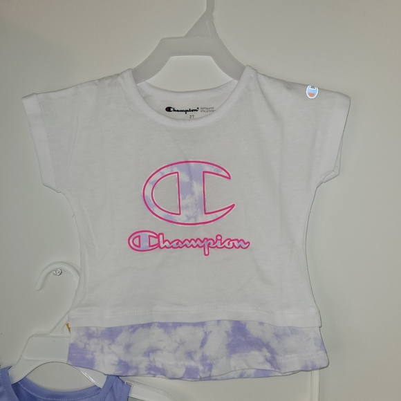 Champion 3pc Activewear Set Girls Toddler Size 2T (White- Purple-Pink) NWT - Picture 8 of 15